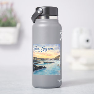 Blue Lagoon Iceland thermal bath watercolor