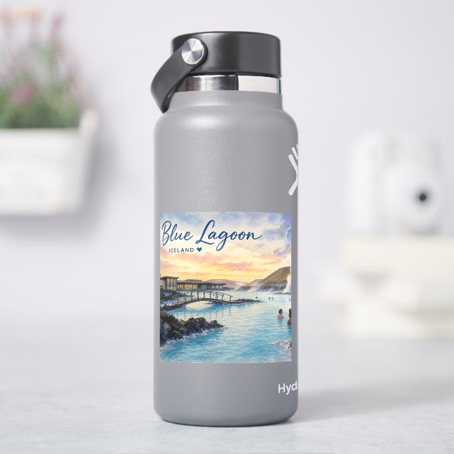 Blue Lagoon Iceland thermal bath watercolor  (HydroFlask)