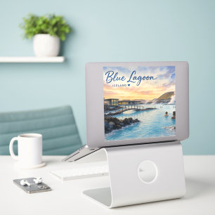 Blue Lagoon Iceland thermal bath watercolor