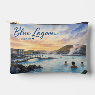 Blue Lagoon Iceland thermal bath watercolor Accessory Pouch