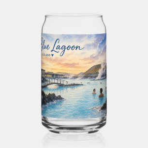Blue Lagoon Iceland thermal bath watercolor Can Glass