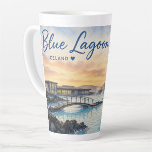Blue Lagoon Iceland thermal bath watercolor Latte Mug