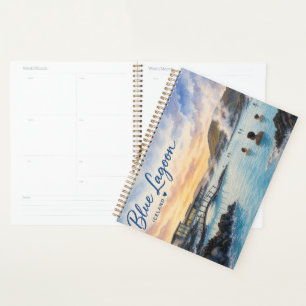 Blue Lagoon Iceland thermal bath watercolor Planner