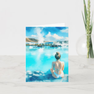 Blue Lagoon Iceland Watercolor Card