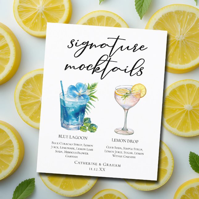 Blue Lagoon Lemon Drop Wedding Mocktails Menu (Creator Uploaded)