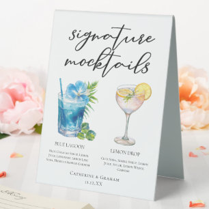 Blue Lagoon Lemon Drop Wedding Mocktails Menu