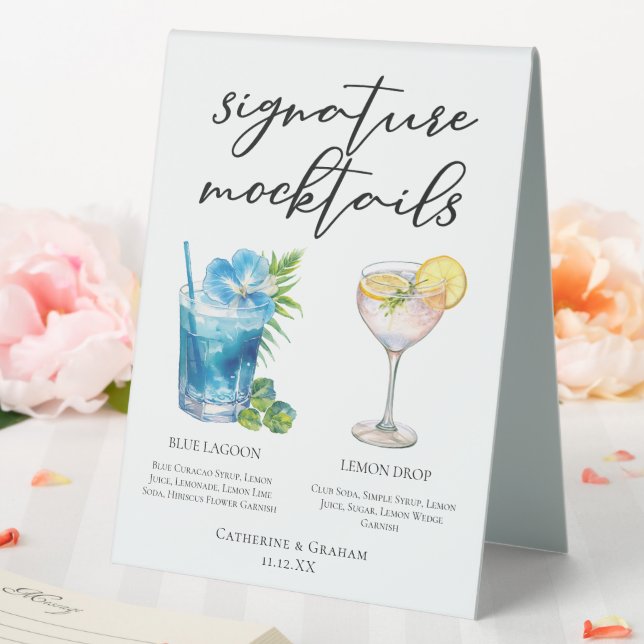 Blue Lagoon Lemon Drop Wedding Mocktails Menu (In SItu (Wedding))