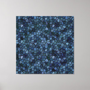 Blue Lagoon Midnight Cobbled Patchwork Terrazo Pat Canvas Print
