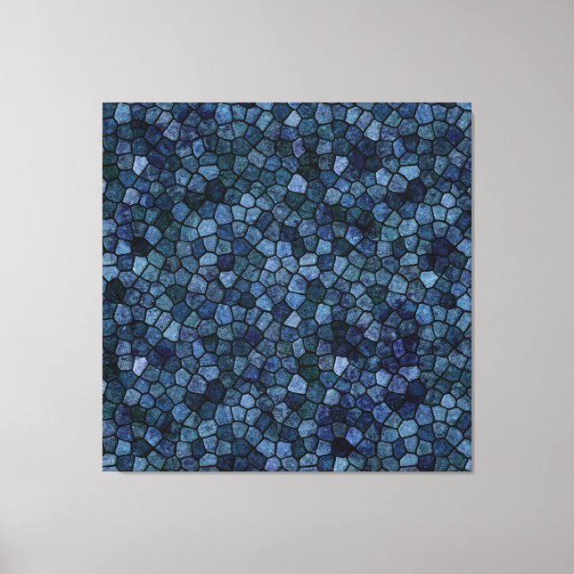 Blue Lagoon Midnight Cobbled Patchwork Terrazo Pat Canvas Print (Front)