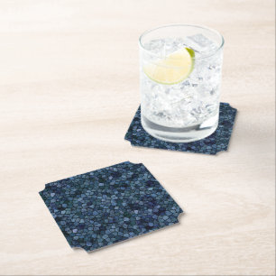 Blue Lagoon Midnight Cobbled Patchwork Terrazo Pat Paper Coaster