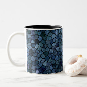 Blue Lagoon Midnight Cobbled Patchwork Terrazo Pat Two-Tone Coffee Mug