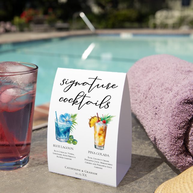 Blue Lagoon Piña Colada Cocktails Wedding Menu (Insitu(On Table))