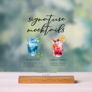 Blue Lagoon Shirley Temple Mocktails Acrylic Sign