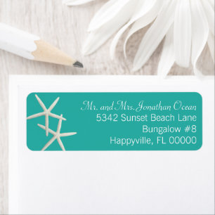 Blue Lagoon Starfish Couple Skinny Address Labels