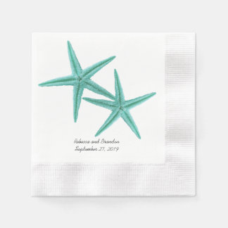 Blue Lagoon Starfish Couple Wedding Napkins
