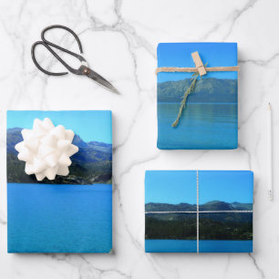 Blue Lake Mountain Decoupage High Quality Triad  Wrapping Paper Sheet