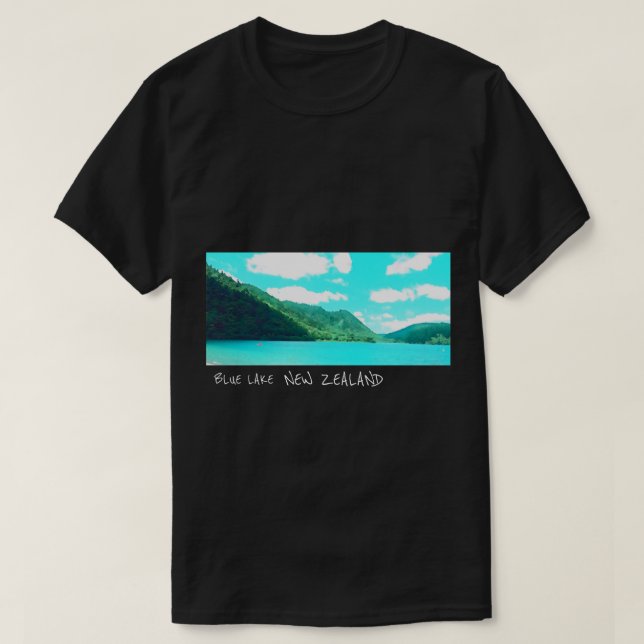 Blue Lake New Zealand Lake Tikatipu travel T-Shirt (Design Front)