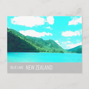 Blue Lake New Zealand Lake Tikitapu travel Postcard