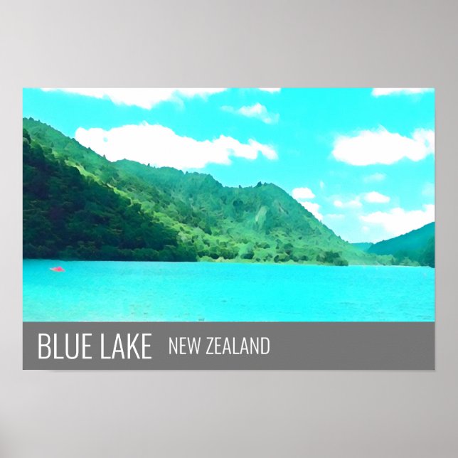 Blue Lake New Zealand Lake Tikitapu travel print (Front)