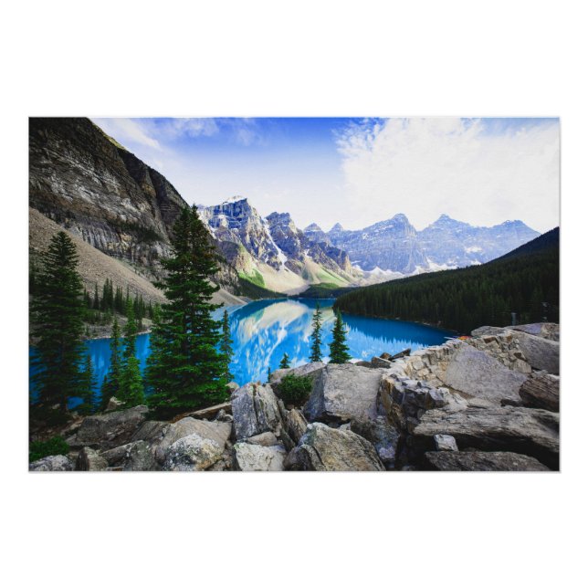 Blue Lake Rocky Mountain Pine Forest Poster (Front)
