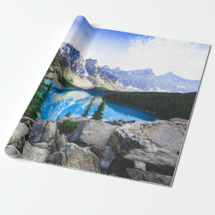 Blue Lake Rocky Mountain Pine Forest Wrapping Paper
