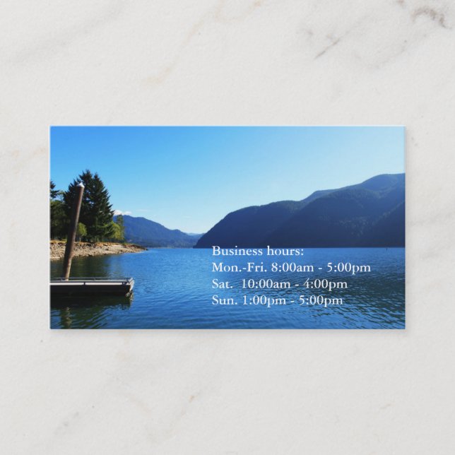 Blue lake, sky, moutain landscape professional business card (Front)