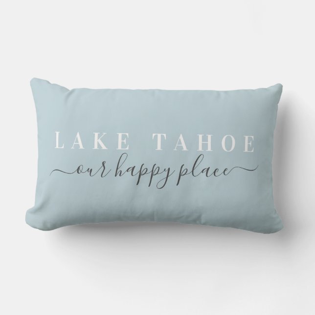 Blue Lake Tahoe Happy Place  Lumbar Cushion (Front)