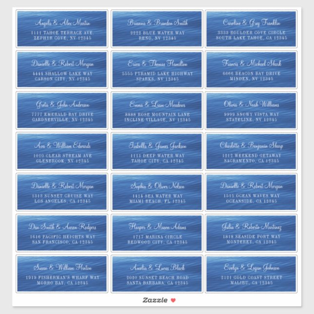 Blue Lake Water Individual Wedding Address Labels (Sheet)