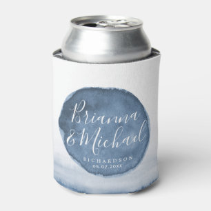 Blue Lake Water Stain Personalised Couple's Can Cooler
