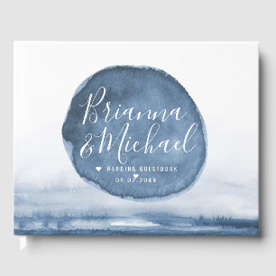 Blue Lake Water Stain   Personalised Guest Book