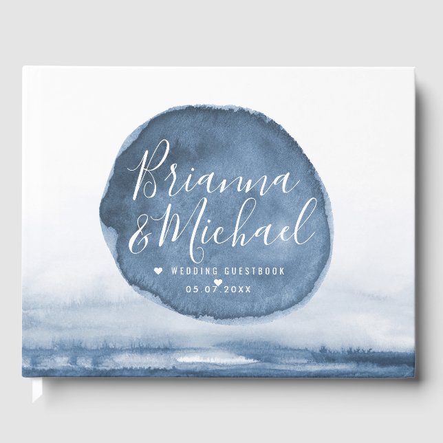 Blue Lake Water Stain | Personalised Guest Book (Front)