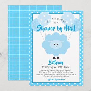 Blue Lamb Baby Shower by Mail Cute Simple Modern Invitation