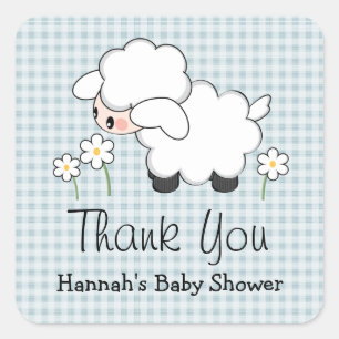 Blue Lamb Baby Shower Labels Stickers