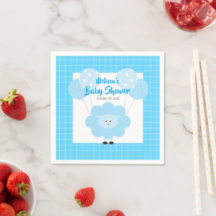 Blue Lamb Cute Sweet Modern Simple Baby Shower Napkin