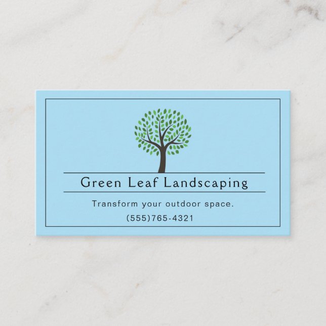Blue Landscaping Yard Garden Service Business Card (Front)
