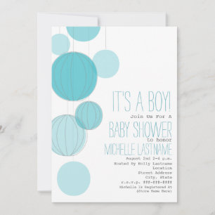 Blue Lanterns Baby Shower Invitation