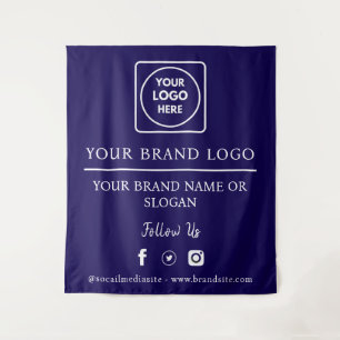 Blue Large Logo Social Media Branding Backdrop Tapestry