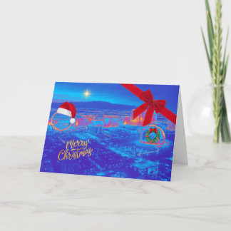Blue Las Vegas Christmas Card