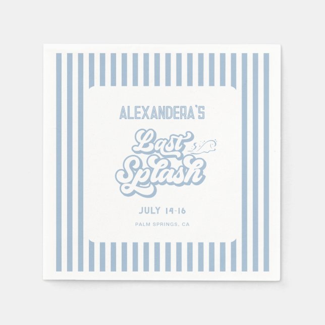 Blue Last Splash Bachelorette  Napkin (Front)