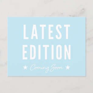 Blue Latest Edition Coming Soon Pregnancy Announcement Postcard