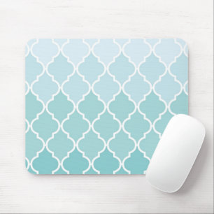 Blue Latticework, Ombre, Quatrefoil, Trellis Mouse Mat
