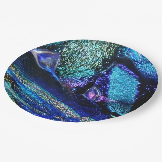 Blue Lava Glass Paper Plate (Angled)