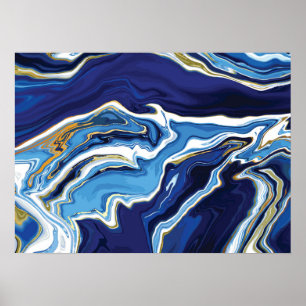 Blue Lava Lush - Marble - Abstract Art - Poster