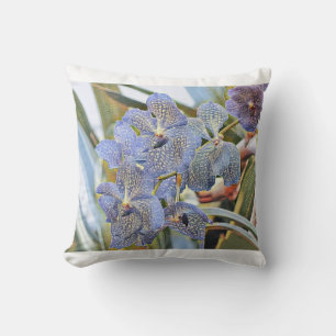 Blue lavander coloured orchid flowers cushion