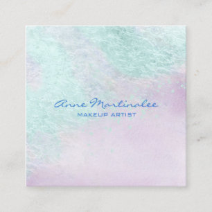 Blue Lavender Abstract Square Business Card