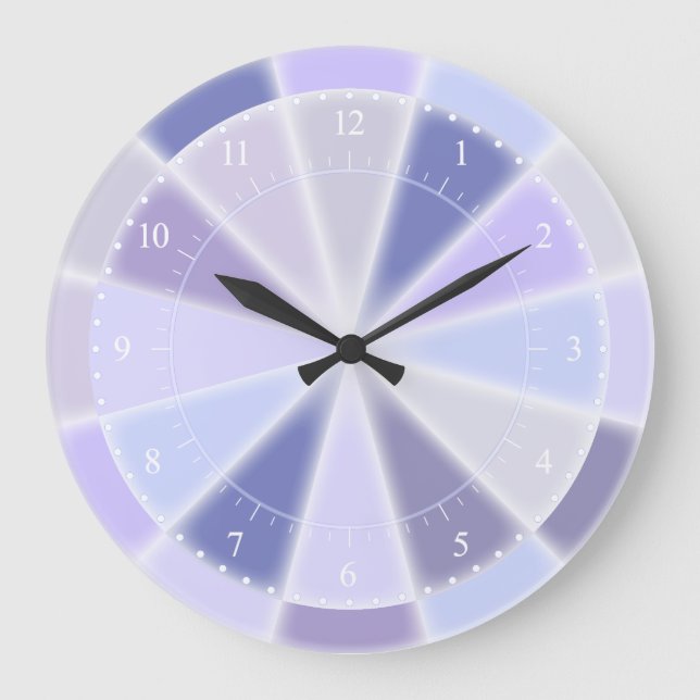 Blue Lavender and Purple Elegant Glow Large Clock (Front)