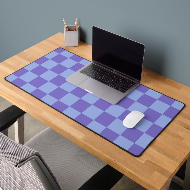 Blue & Lavender Chequerboard Pattern Desk Mat (Office 2)