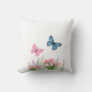 Blue & Lavender Countryside Floral Cushion – Flowe