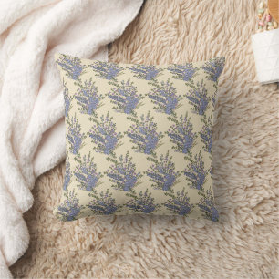 Blue Lavender Floral Bouquet Pattern Cushion