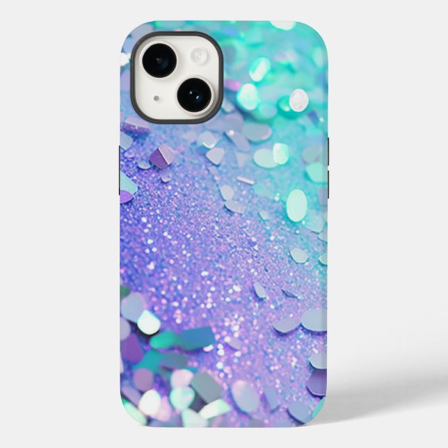 Blue Lavender Mint Glitter iPhone Mate Tough Case (Back)